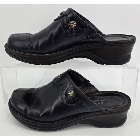 Josef Seibel Catalonia Clog Women 39 8.5 Black Leather Western Studded Boho Shoe - Picture 1 of 6